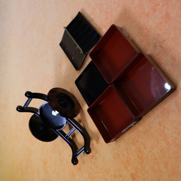 Japanese Carriage Trinket Box Goshoguruma Black Yamanaka Lacquer acrylic - Picture 6 of 9